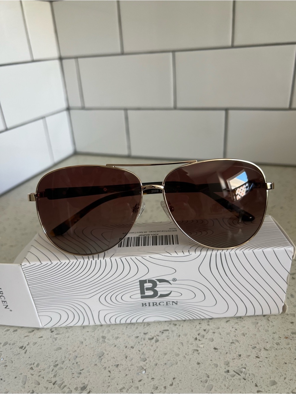 BIRCEN Polarized Aviator Sunglasses Womens: Acetate Glasses UV Protection Brown